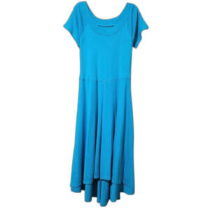 Soft Surroundings Maxi Dress Hi Low Short Sleeve Cotton Casual Blue‎ Stretch L